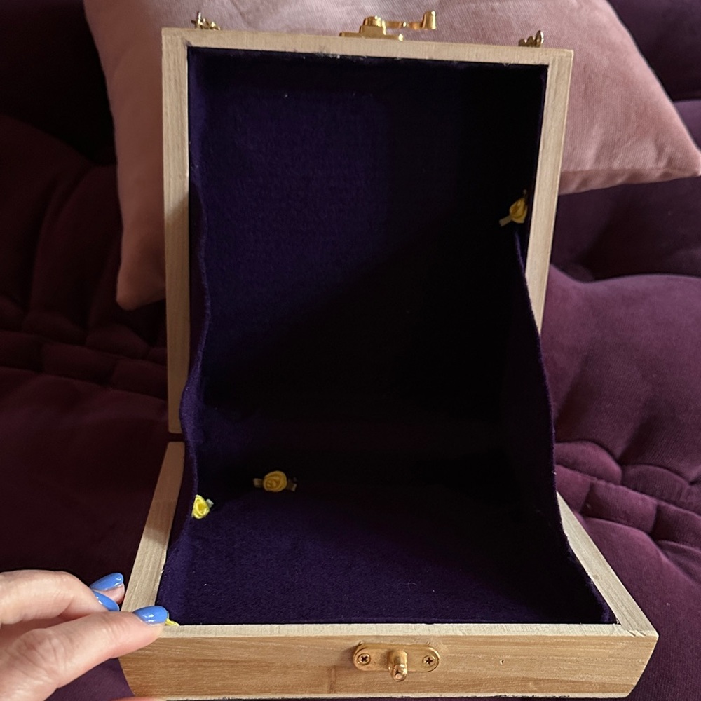 Elegant Purple and Gold Landscape Painting wood box purse hand painted - Picture 6 of 10
